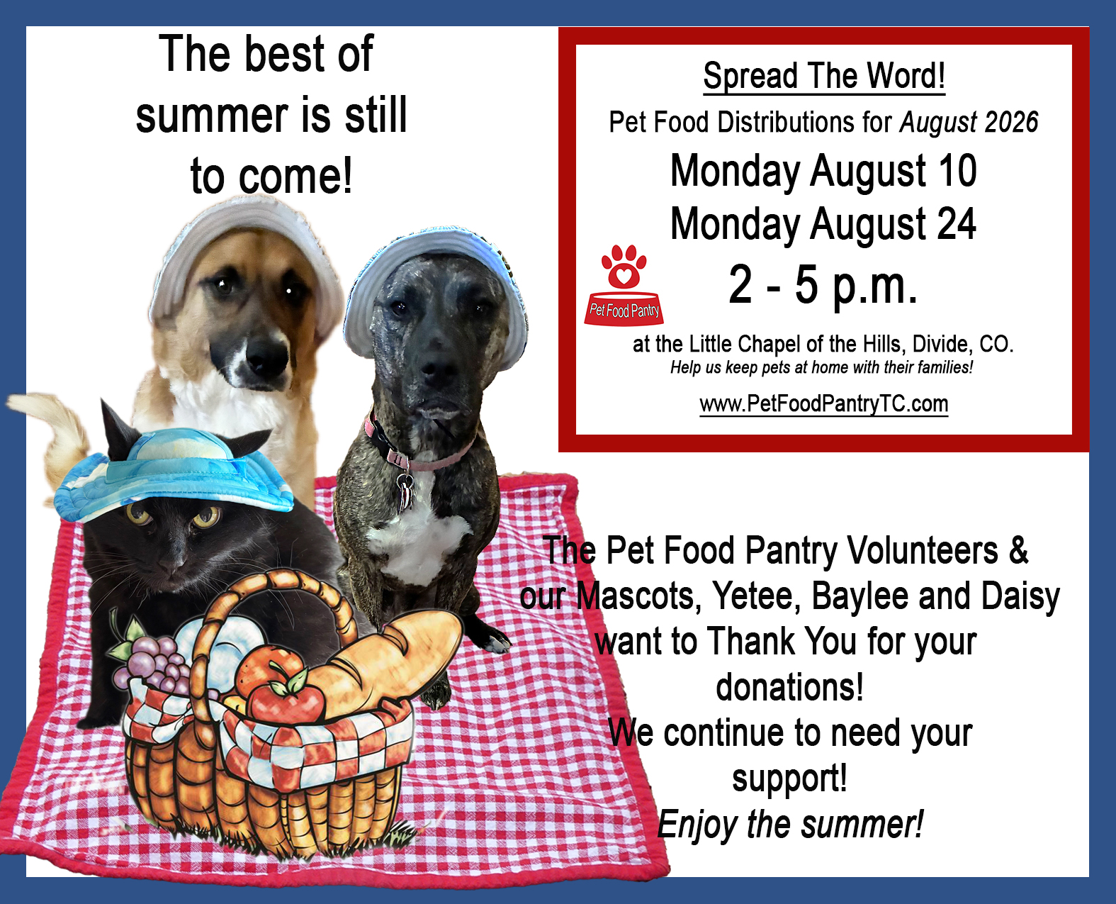 Pet Food Pantry August 2026 Distribution Dates